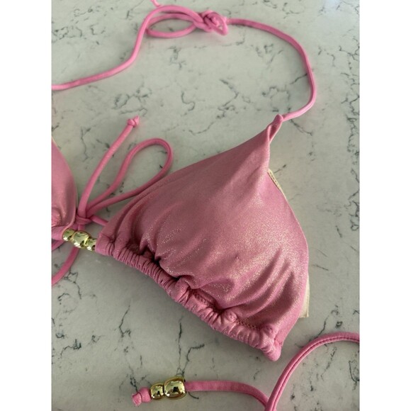 Victoria Secret Vintage Y2K Pink Shimmer 2 Piece Bikini With Silver Beading - Picture 8 of 14